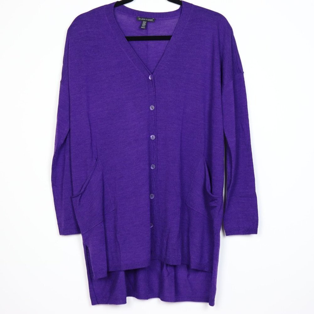 Eileen Fisher Merino Wool Button Oversize Cardigan
